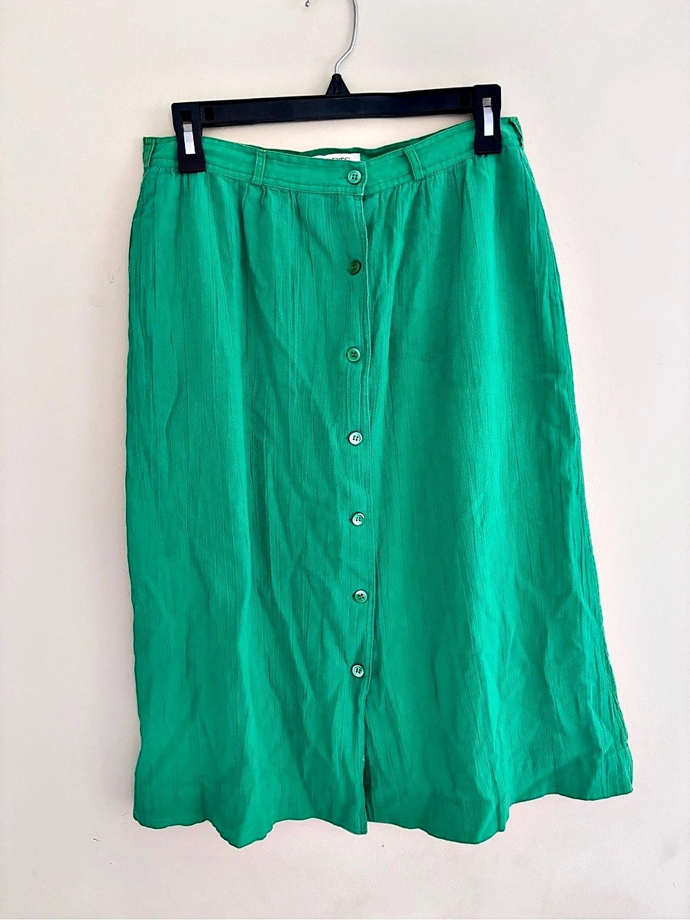 Vintage PORTS International Green Button Front Midi Skirt